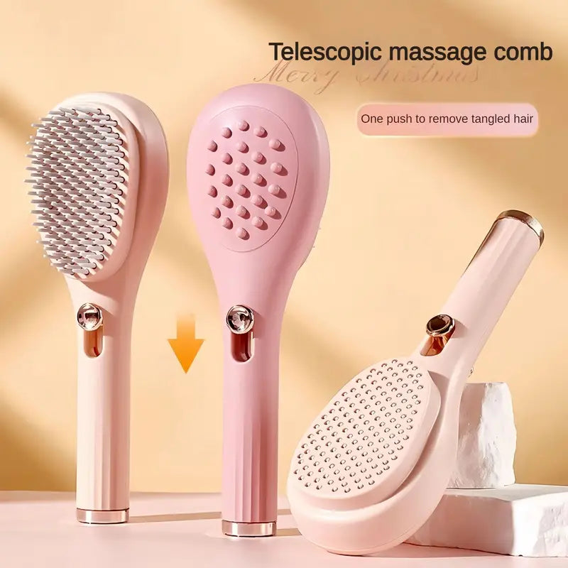 Magic Self-Cleaning Hair Brush - Gentle Scalp Massage, Portable & Extendable for Easy Cleanup