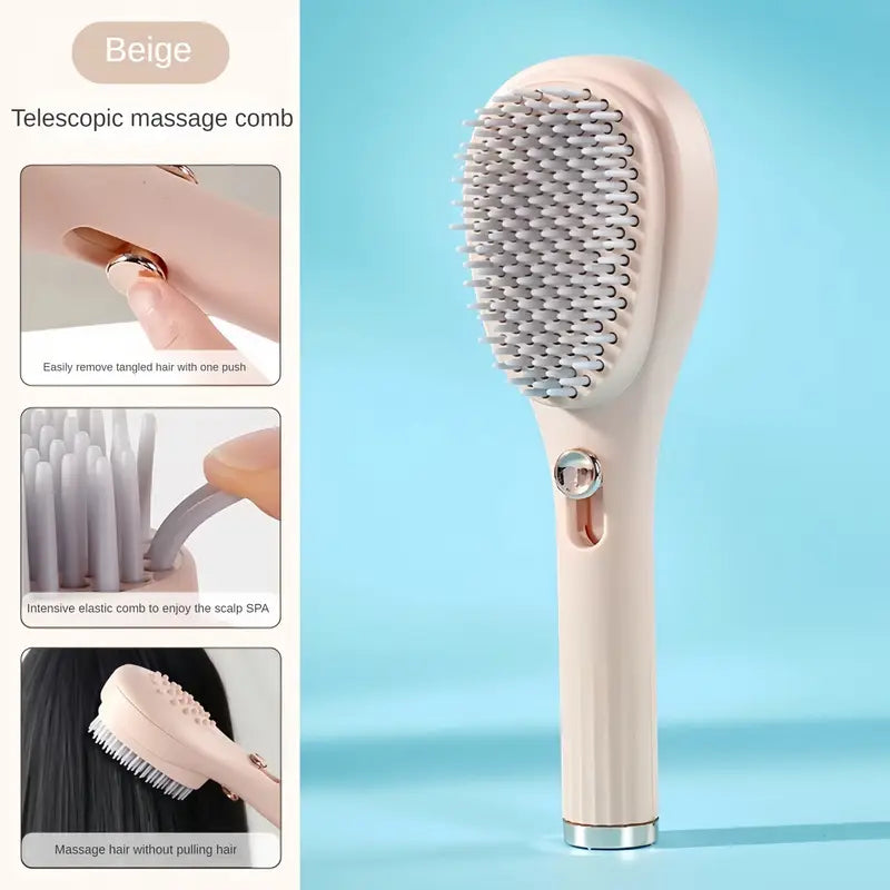 Magic Self-Cleaning Hair Brush - Gentle Scalp Massage, Portable & Extendable for Easy Cleanup